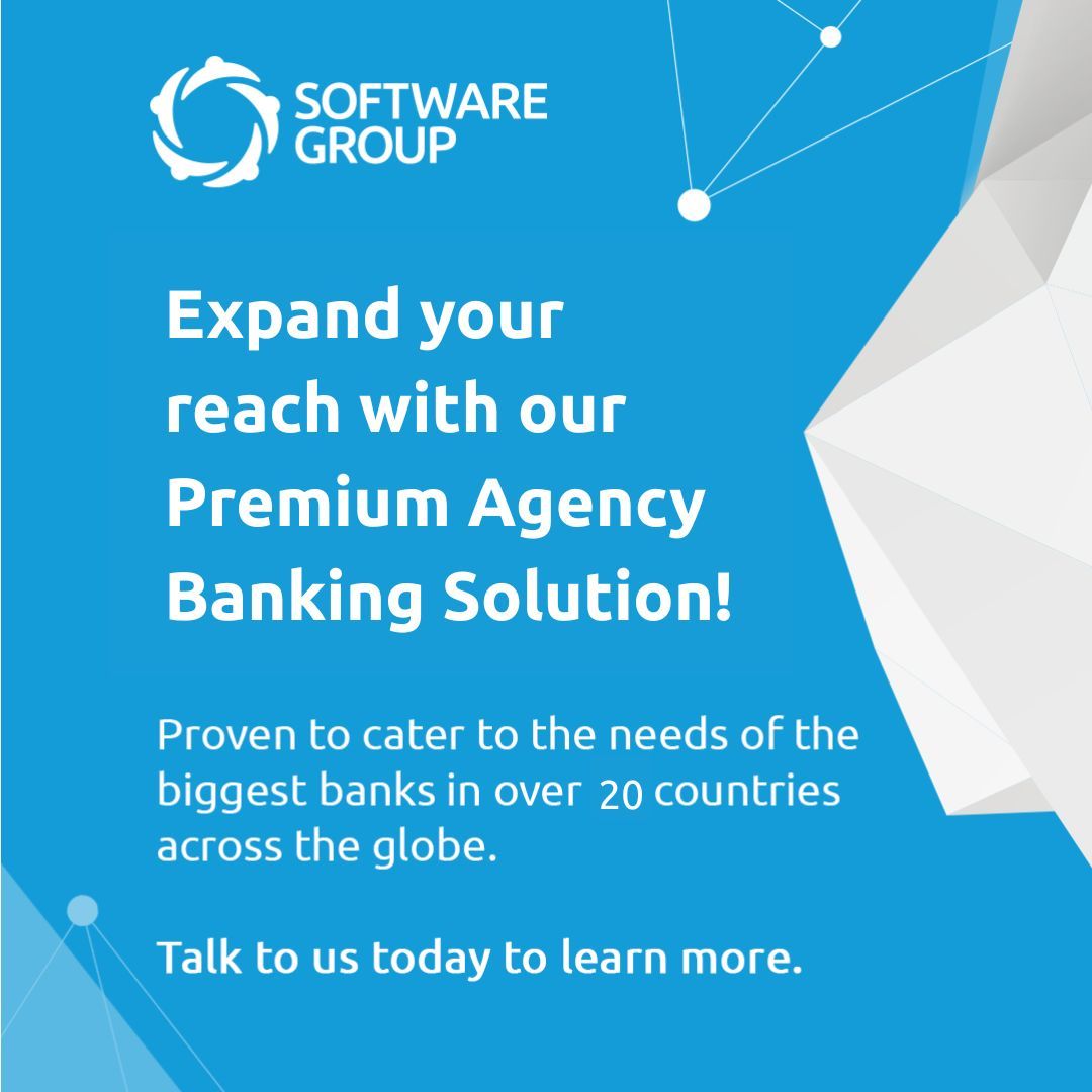 SoftwareGroupBG's tweet photo. Agent networks reach 55× further than banks &amp; 26× further than ATMs. Our  Premium Agency Banking helps financial institutions create full-service banking touchpoints. Fidelity Bank Ghana grew to 5,000 agents, driving 300% more transactions. Learn more: https://t.co/uyjW0YRcWB https://t.co/z9O51ehqen