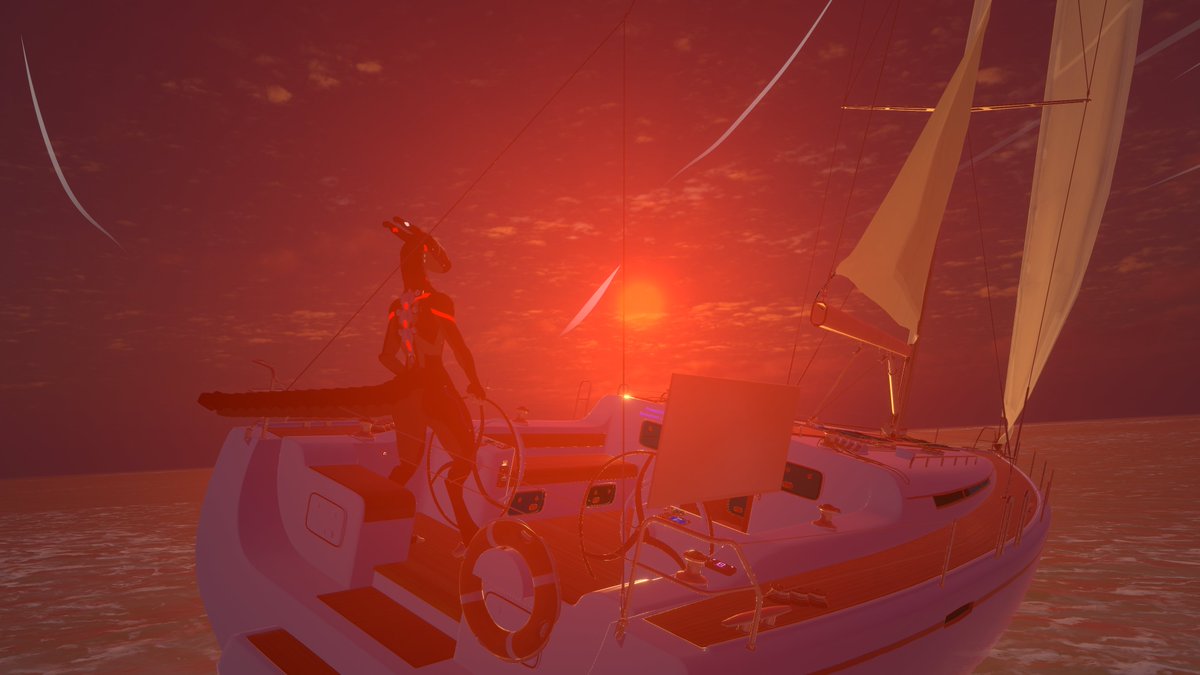 SynthSmoke07's tweet photo. Been a minute since I posted anything and I was really vibing in the sailing world tonight so I snagged a pic #vrchat #Synths #furry https://t.co/O5NfdlmgT8