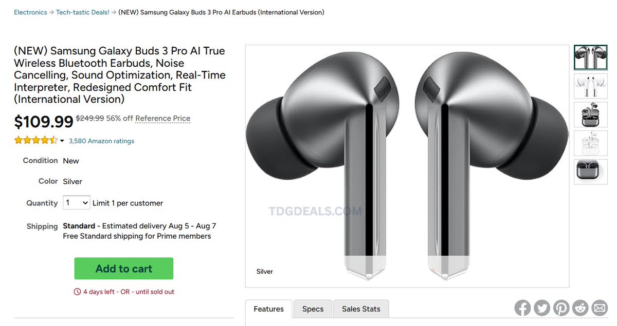 SAMSUNG GALAXY BUDS 3 PRO — $109.99 The Samsung Galaxy Buds 3 Pro