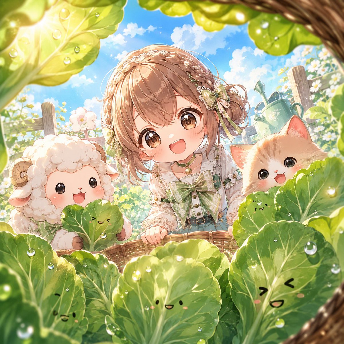 chiracyan's tweet photo. 菜っ葉の日🌿
語呂合わせだね^^
 #Aiイラスト  #AIart https://t.co/R4nHOko5jU