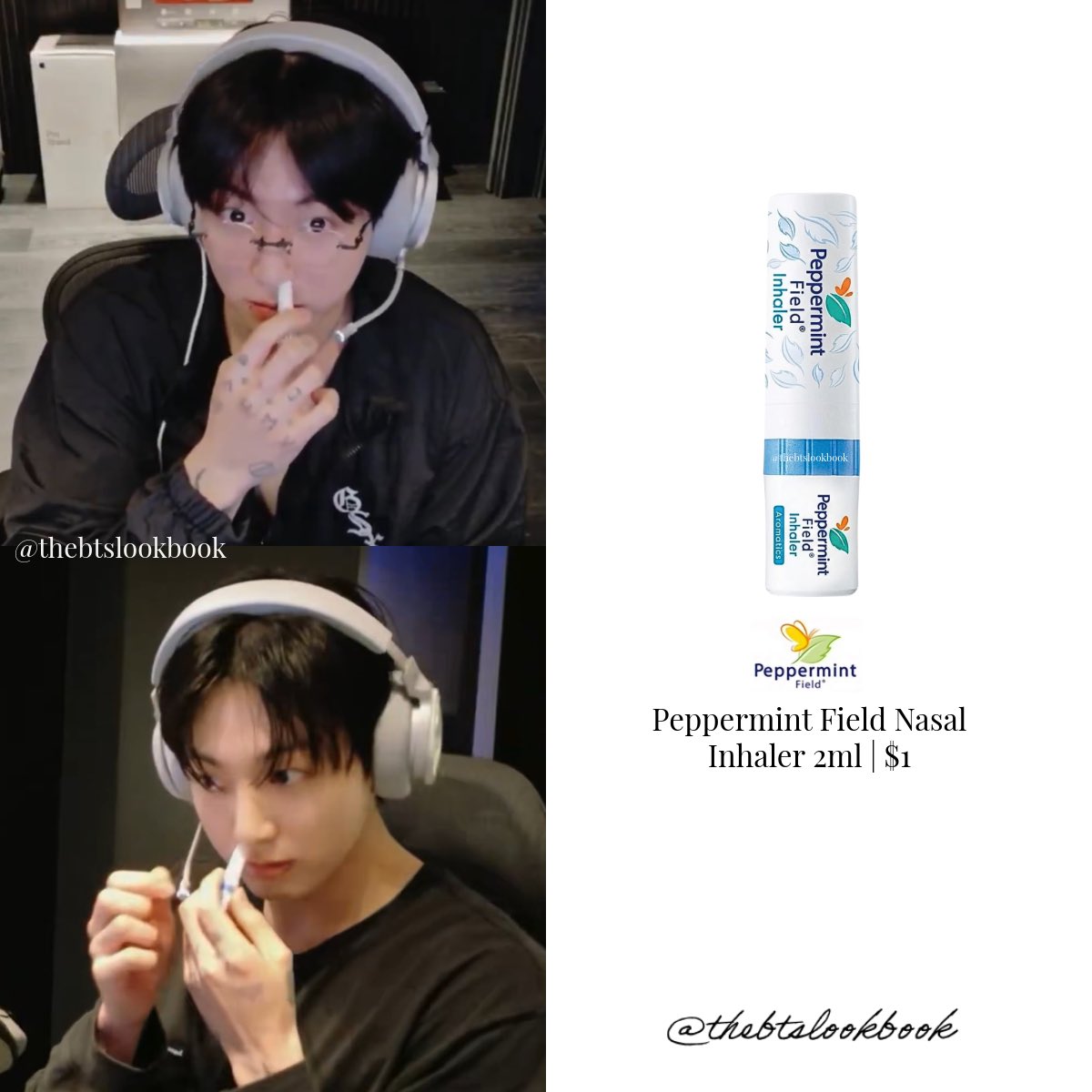 thebtslookbook's tweet photo. Jungkook wore a God Selection “GSX Logo Half-Zip Pullover”, @CORSAIR “Virtuoso Max Wireless”, Chrome Hearts “Sofffffffers I Glasses” and “Peppermint Field Nasal Inhaler”
#jungkook #jk #전정국 #정국 #BTS #thebtslookbook #방탄소년단 #jungkookstyle #btsstyle #Weverse_Live https://t.co/P4Bv8pMjnm
