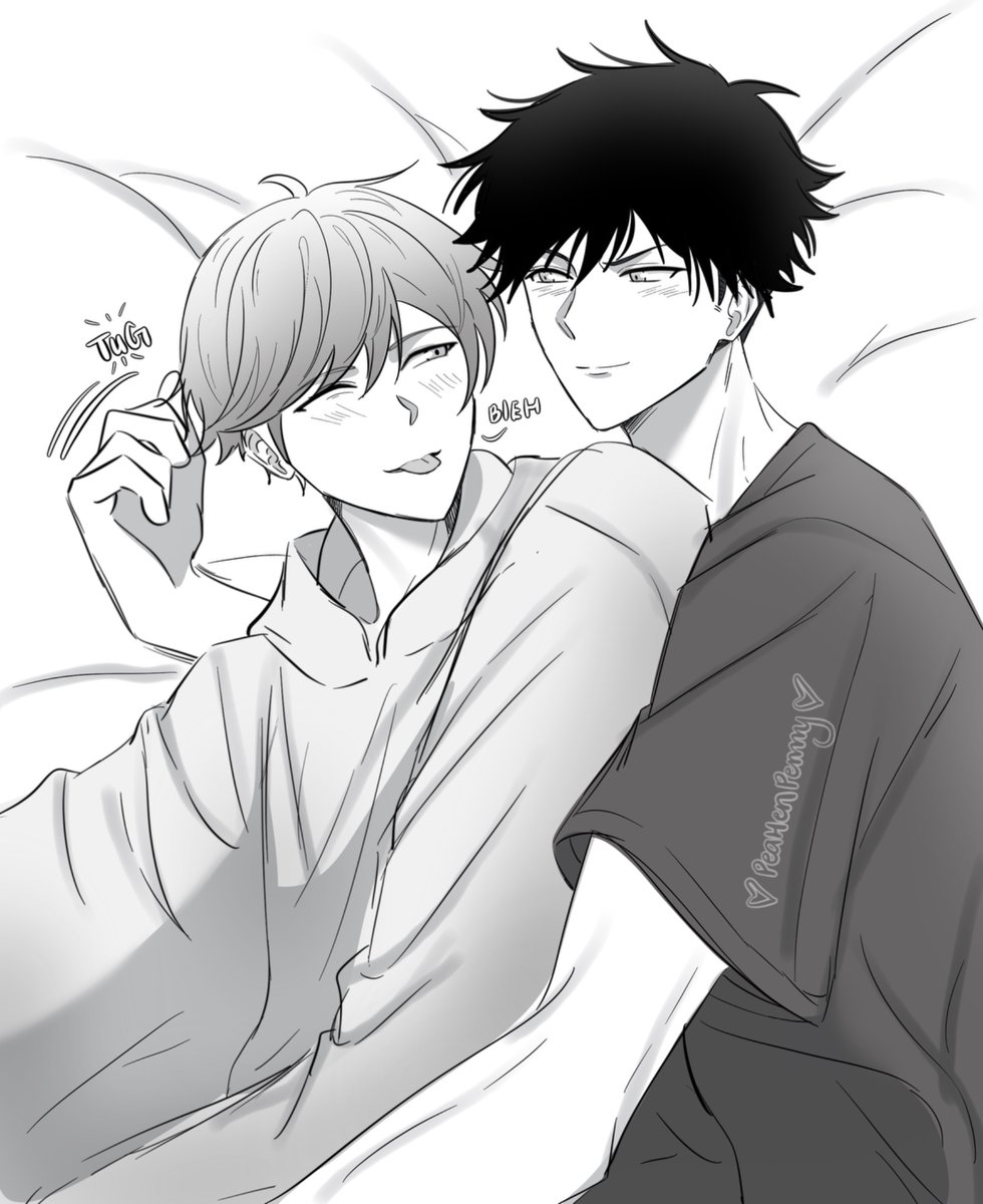 PeaHenPenny's tweet photo. Playful cuddles from Ritsuka makes Mafuyu a happy boy 🧡🩵

#ギヴンFA #GIVEN #Mafuyu #Uenoyama #givenfanart #mafuyuxuenoyama https://t.co/5ZAJqPxegS