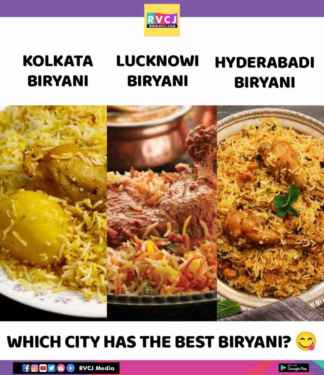 RVCJ_FB's tweet photo. Which city has the best biryani?🍲😋 https://t.co/6ILllueTWr