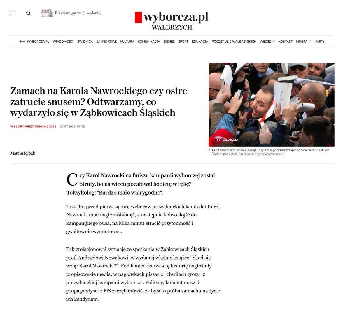 GasewiczJarek's tweet photo. W lokalnym wydaniu Wyborczej historia quasi-kryminalna o tym jak pewien uzależniony od białych woreczków przedawkował w trakcie kampanii wyborczej i nie wiadomo dlaczego postanowił chwalić się spektakularnym rzyganiem.
https://t.co/PXwGEfYsMe https://t.co/QpzdR8Mk7J