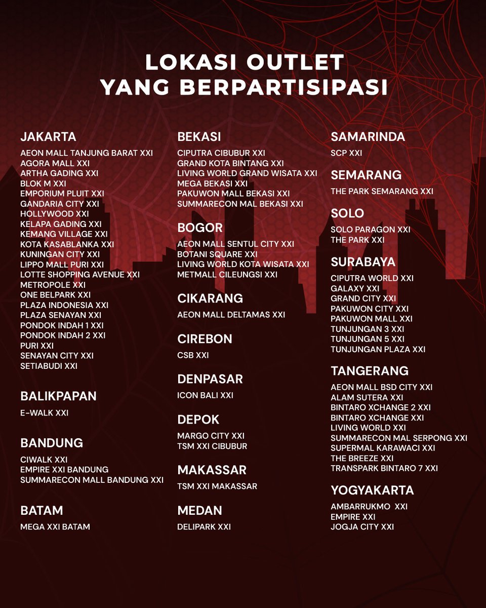 cinema21's tweet photo. Ini yang kalian tungguin kan para fans Spidey? 👀🕷️

Yuk, lengkapi pengalaman nonton SPIDER-MAN: BRAND NEW DAY kamu dengan Limited Cinema Collectible Card (CCC) Spider-Man: Brand New Day!

Cek foto di bawah buat caranya ya~

Promo mulai 29 Juli 2026 ya, berlaku untuk pembelian paket secara offline. 

Persediaan terbatas di XXI Café dan The Premiere pilihan.

#JajanASIKdiXXI #SpiderManBrandNewDaydiXXI #NontonASIKdiXXI