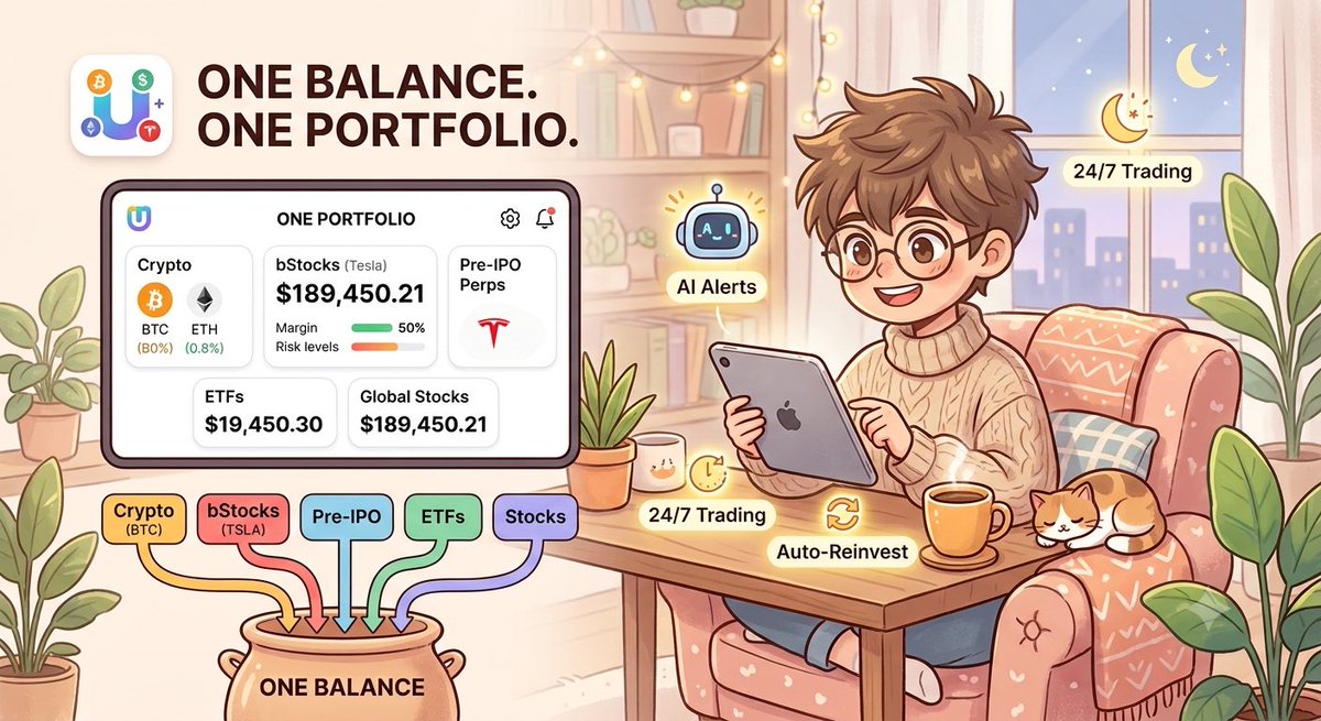 sonworkspace's tweet photo. @binance Holding BTC, Tesla bStocks &amp; Pre-IPO perps on Binance, but moving funds is annoying.
Hope next chapter is one unified portfolio: crypto, bStocks, Pre-IPO, ETFs &amp; stocks share same balance, margin &amp; risk.Deposit once, trade 24/7,auto-reinvest + AI alerts.
Then I only need one app. https://t.co/B2cll9gg9O