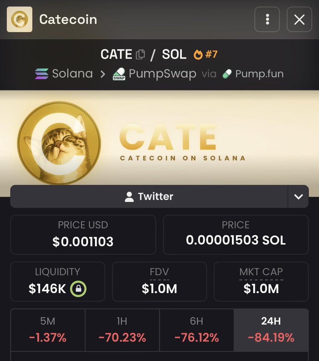 badattrading_'s tweet photo. Dex is playing a mean game again by showing $CATE at 1M while it’s at 3M, psychological warfare once again https://t.co/ueeVY8de5L