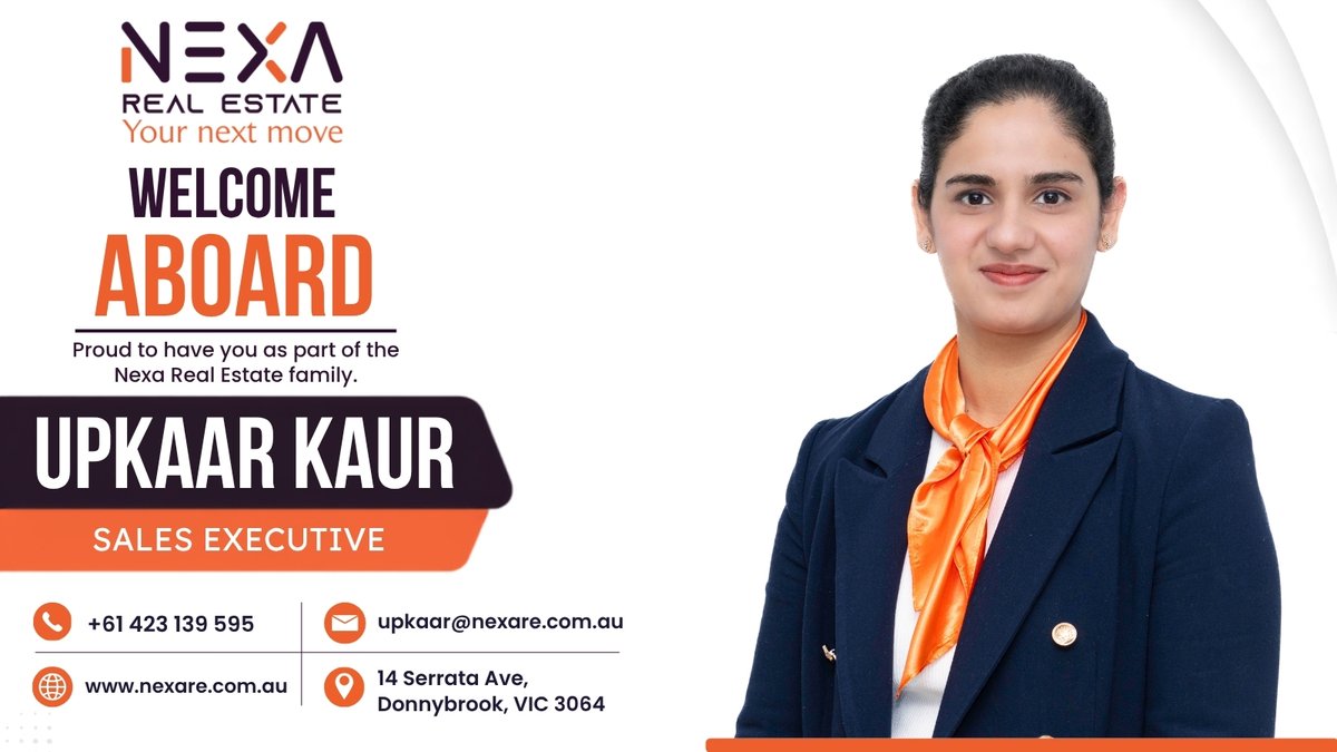 Nexareau's tweet photo. Welcome aboard, Upkaar Kaur! 🎉
We’re delighted to have you as part of the NEXA Real Estate family. Wishing you great success in your journey with us. 🏡✨
#NEXARealEstate #WelcomeAboard #RealEstateAustralia #TeamNEXA #YourNextMove https://t.co/WP2YbndDvW