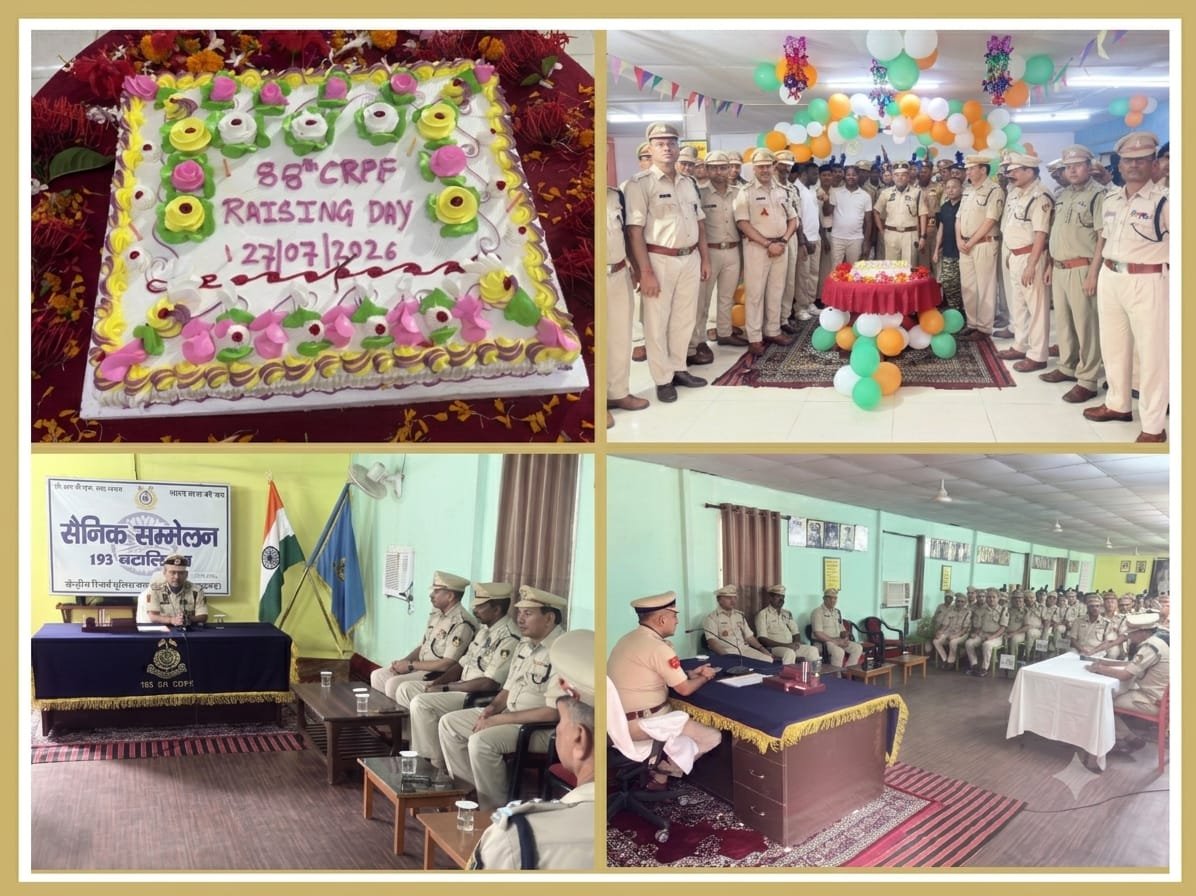 193_crpf's tweet photo. On the 88th CRPF Raising Day Sh. Omji Shukla CO 193 Bn paid rich tributes to our brave martyrs. The celebrations included a ceremonial Quarter Guard salute, sweet distribution to jawans, Sainik Sammelan and a cultural program with a traditional Badakhana. 🇮🇳 #CRPF#RaisingDay https://t.co/kCdVFUN96I