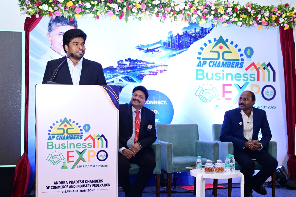 vizagcollector's tweet photo. On 25.07.2026, participated in the Curtain Raiser Event for the AP Chambers Business Expo 2026, reaffirming the Government's commitment to fostering MSME growth, promoting entrepreneurship, and accelerating Visakhapatnam's economic development. https://t.co/3cn9DEX9P7