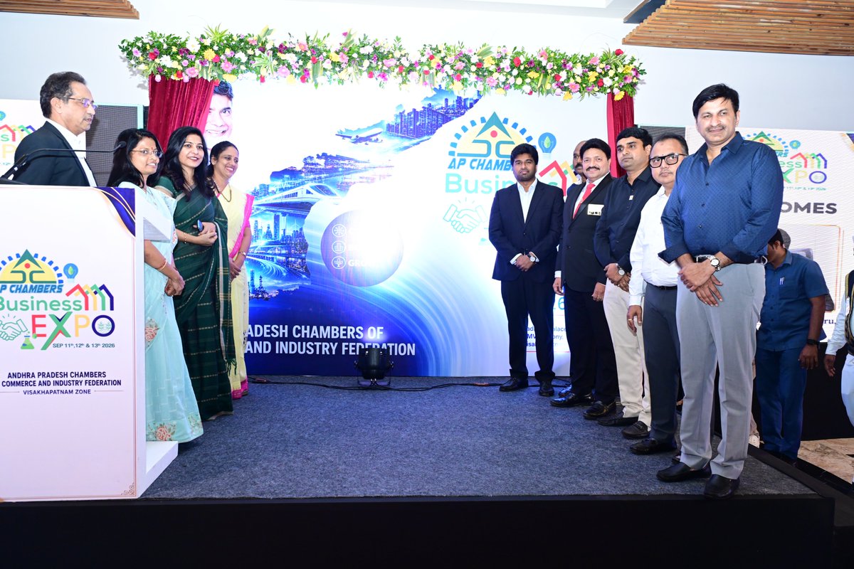 vizagcollector's tweet photo. On 25.07.2026, participated in the Curtain Raiser Event for the AP Chambers Business Expo 2026, reaffirming the Government's commitment to fostering MSME growth, promoting entrepreneurship, and accelerating Visakhapatnam's economic development. https://t.co/3cn9DEX9P7
