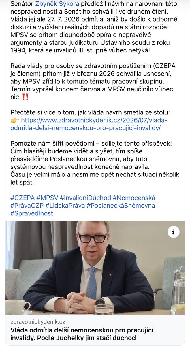JanPovysil's tweet photo. Tady čtu, že @juchelkaa @AndrejBabis nemaj rádi pracující invalidní důchodce ve III. stupni. 
Já vám nevim, ale to se mi nezdá jako úplně dobrej nápad ;).
Odkaz 👇 https://t.co/PKVxsx8aYE
