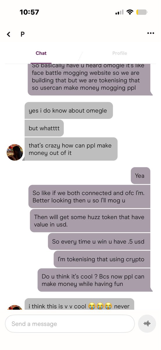 huzzfun's tweet photo. Who needs a marketing budget when your founder is getting users on @Hinge? 

Mog or get mogged. Powered by @solana https://t.co/NIbGMS6GSg