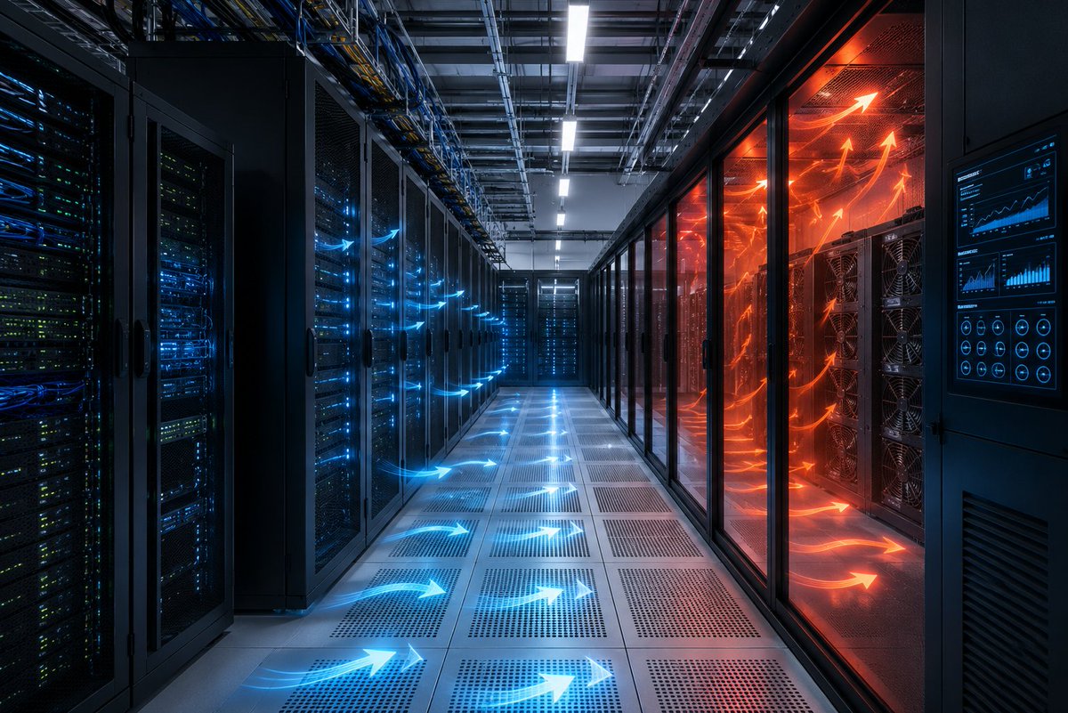 DafniaGroup's tweet photo. Not every server needs the coldest air. Smart airflow management focuses cooling exactly where it's needed instead of overcooling the entire room. https://t.co/PnTvXUBxNR