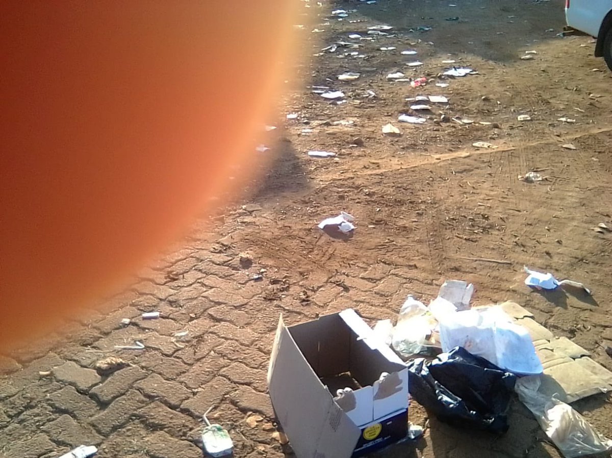 TshimomolaGK's tweet photo. How the @EFFSouthAfrica, led by Commissar @MathibeRebecca, left Thohoyandou Stadium on Sunday vs. how the @MYANC left Makwarela Stadium, it was like that on Monday. The ANC does not take people in Venda seriously at all. It’s beyond. https://t.co/QDukaXvRqi