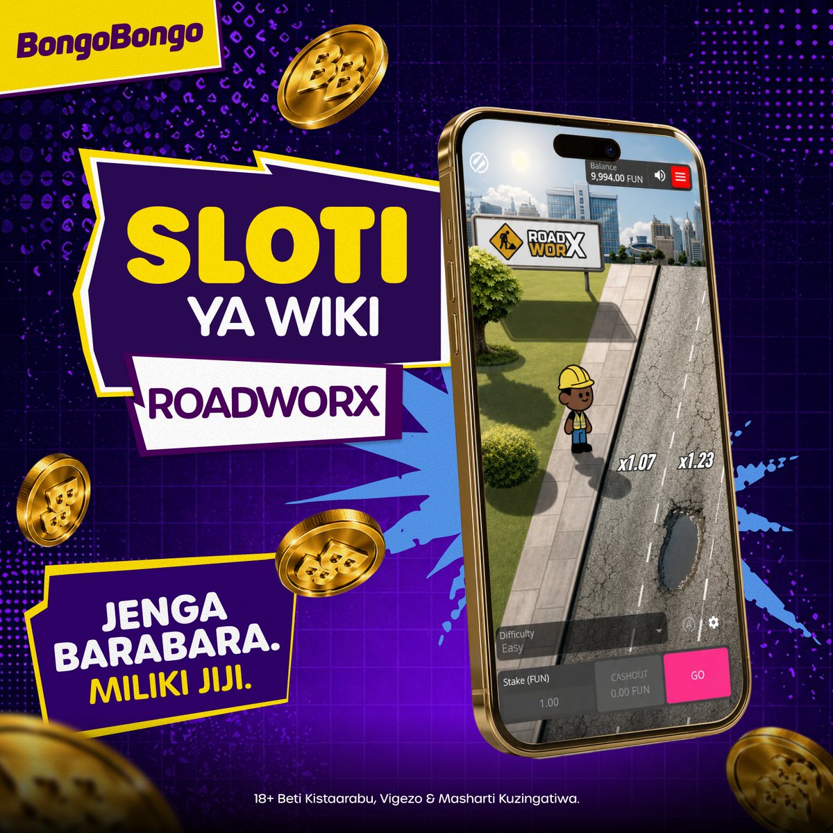 BongoBongo_TZ's tweet photo. 🏗️ Mji wako. Barabara zako. Ushindi wako. 🚧

Mchezo wa Wiki hii: Shindana katika ROADWORX kwa kujenga, kupanua, na kuchukua udhibiti wa mji! 🏙️🔥

Cheza kuanzia TZS 20 tu

Play here: 👇🏿
https://t.co/Agx0QC6lfQ https://t.co/XmVdQPBs0n