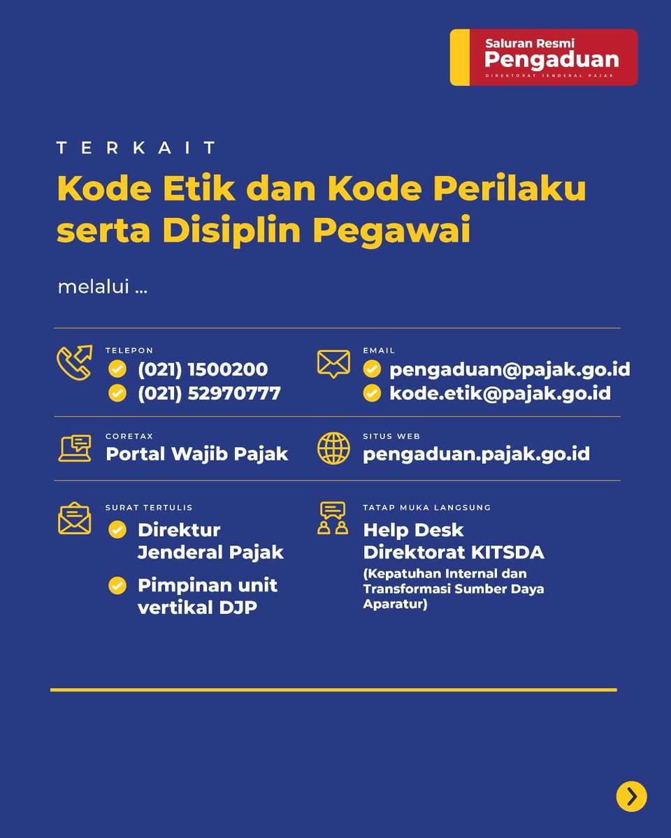 pajak_pulpis's tweet photo. Dengan melaporkan indikasi pelanggaran melalui saluran resmi yang tepat, Anda turut membantu penyelesaian masalah secara lebih cepat dan akurat.
Pajak tumbuh, Indonesia tangguh. https://t.co/DhXyLeYhSk