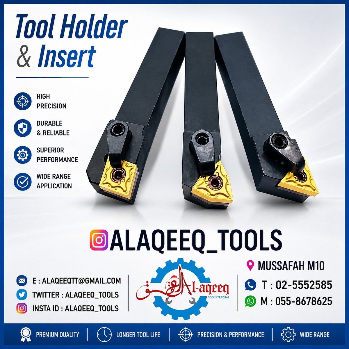 alaqeeq_tools's tweet photo. Power through every machining job with our premium Tool Holders &amp; Inserts, designed for high precision, durability, and reliable performance. Built to deliver accuracy and longer tool life for every application.

#ToolHolder #CarbideInsert #CuttingTools #CNCTools #Machining https://t.co/cyCrXR3HqH