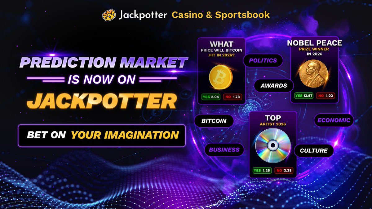 BagCalls's tweet photo. Well you guys know how much I love prediction markets

While farming up for the $JPT TGE I just saw @jackpottercom actually added predictions as well

Everything you can imagine is now viable for predictions - politics, crypto, culture, world events

Same rules as betting on any other PMs, sell your position whenever you like to lock in your profits or change your stake

No KYC, crypto in crypto out, community, all farming $JPT and now I get to do it with my favorite - prediction markets, sports, and esports

Who's watching the Jackpotter TGE?