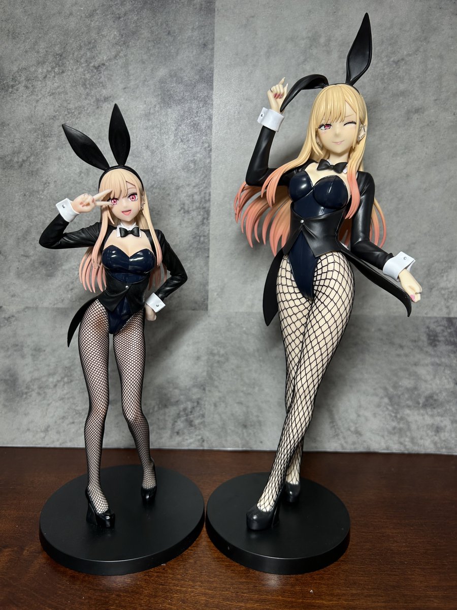 marron3333's tweet photo. 衝動買い的な感じでクレーンゲームで取ったバニー海夢。最近のプライズって結構大きいのね。（３枚目左はアニプレックスから販売されてたフィギュア） https://t.co/1uYsW0cQmn