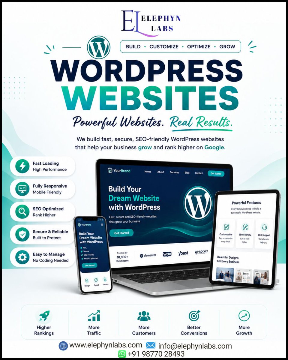 elephynlabs's tweet photo. Grow Your Business with WordPress 

#WordPress #WordPressDevelopment #WordPressWebsite #WebsiteDesign #WebDevelopment #BusinessWebsite #SmallBusiness #StartupBusiness #OnlineBusiness #ProfessionalWebsite #LeadGeneration #WebsiteExperts #CustomWebsite #BusinessGrowth #ElephynLabs https://t.co/brRUBGbFTV