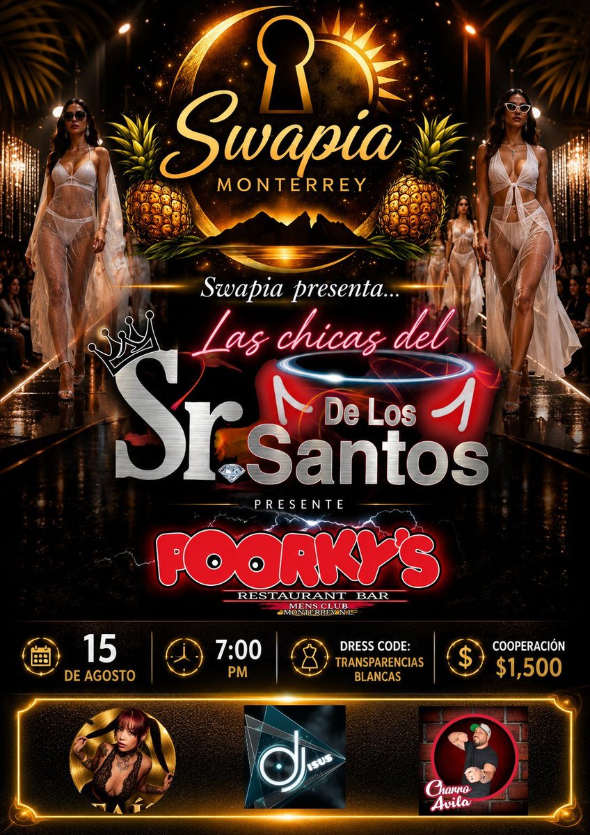 SWapiaMty's tweet photo. La espera a terminado, estamos listos, 15 de Agosto. 
⚜️3 Dj
⚜️Masaje tantrico 
⚜️Área de Fast Food 
⚜️Área kamasutra
⚜️Área de camping 
⚜️Playrooms climatizados 
⚜️Glory Hole
⚜️Show de espuma 
⚜️Neón Party 
⚜️Sex Shop y  más.
Dress Code Blanco transparencias.
Cooperación $1,500 https://t.co/BgGffWjaih