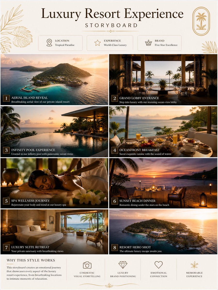 Luxury resort experience storyboard · 2