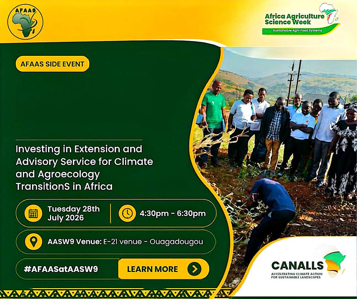 afaasinfo's tweet photo. The  practical experiences from initiatives such as GP -SAEP, @CANALLS_Project , #ATREA, #AGRECO decision support,soil health interventions to highlight models that strengthen farmer-led innovation, community-based advisory systems, and transdisciplinary co-creation across Africa https://t.co/3mh8nsRZrB