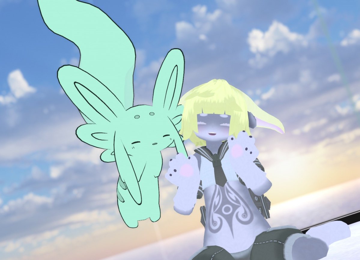 sinamon38g's tweet photo. 【VRChat】V睡
おはモン☀️書き置きありがとぉ!!!
起きてからフレンド巡り行ってきて在宅勤ムルルと雑談したり、作業フレンドに会いに行ったりしたよ！

僕も作業頑張るだ💪
 #VRChat  #VRC https://t.co/2PujKoozYj