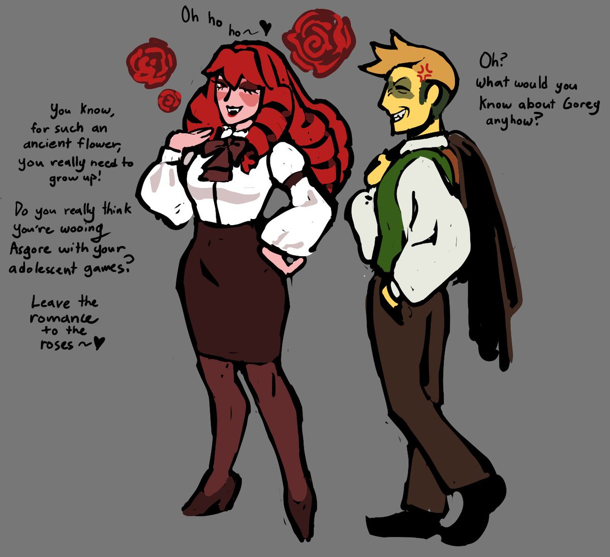 Carpetcat1's tweet photo. I like to headcanon that Flowery has an irrational hatred for roses. They're just... so pretentious. 
#deltarune https://t.co/PNLv3YqWFT