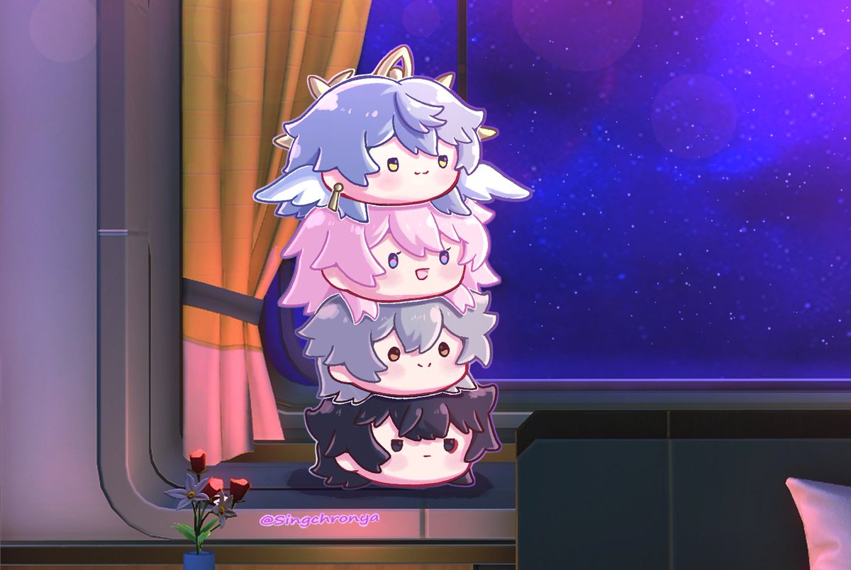 Singchronya's tweet photo. ..Inseparable AE~ I've always liked those... plushie heads?? of March, Dan Heng, Caelus.. and Sunday is part of the group too

..I still don't know why Hoyo wanted to remove it.. I hope they bring it back someday

#DanHeng #丹恒 #Caelus #穹 #March7th #三月なのか #Sunday #サンデー https://t.co/sjDTAH0f4P