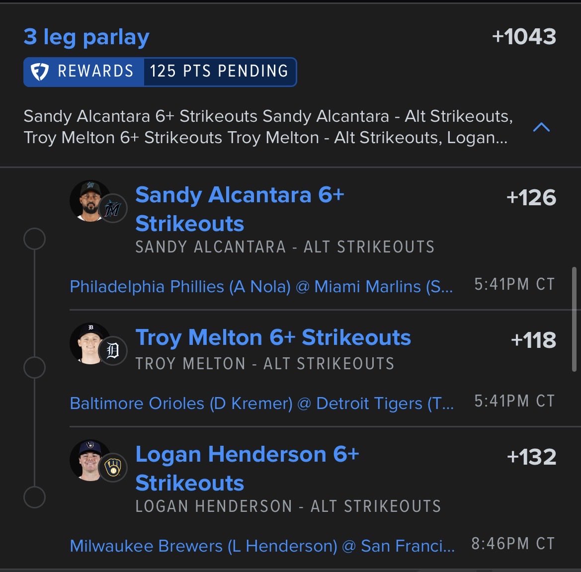 Mitts_Picks's tweet photo. The completely average 3 man. Not asking for double digits and a 40% K rate. Just do your job.
.25u
.1u on the RR and parlay
.05u on the RR and parlay
.85u total https://t.co/OQhtkycCKs