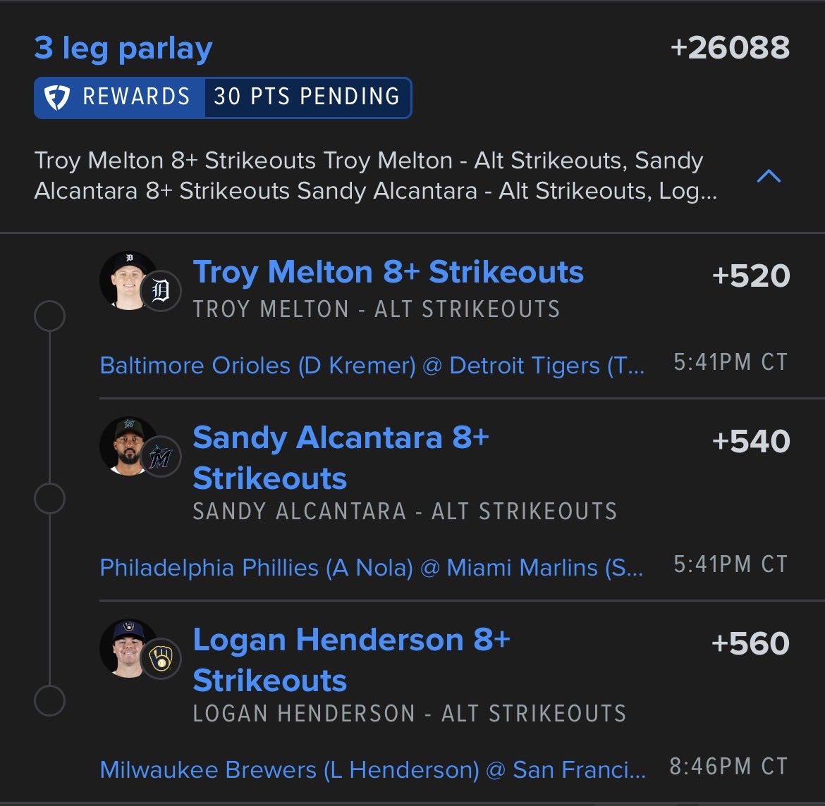 Mitts_Picks's tweet photo. The completely average 3 man. Not asking for double digits and a 40% K rate. Just do your job.
.25u
.1u on the RR and parlay
.05u on the RR and parlay
.85u total https://t.co/OQhtkycCKs