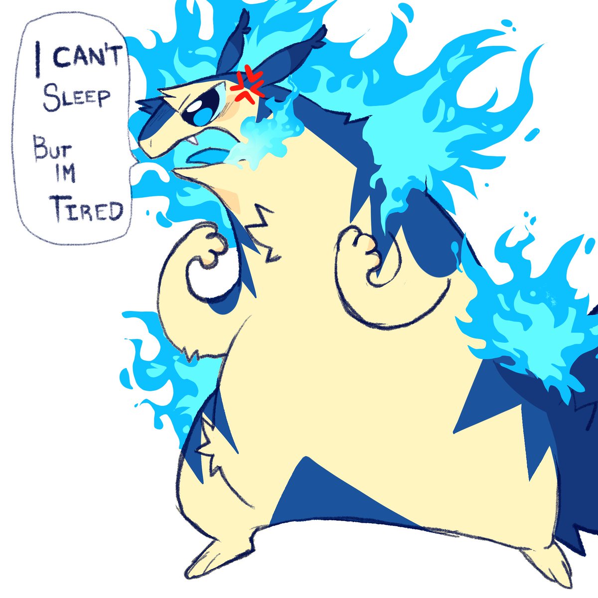 BoxedBluCritter's tweet photo. Sleep issues, LEMME SLEEEEEEP IM FEELING TIRED 🫩 its already 6 am 
.
.
.
.
.
.
Dont forget to support me giving me a BIIIIG ❤️ and 🔁💕
#Typhlosion #Pokemon #Pokesona https://t.co/LIJ9cvxtiT