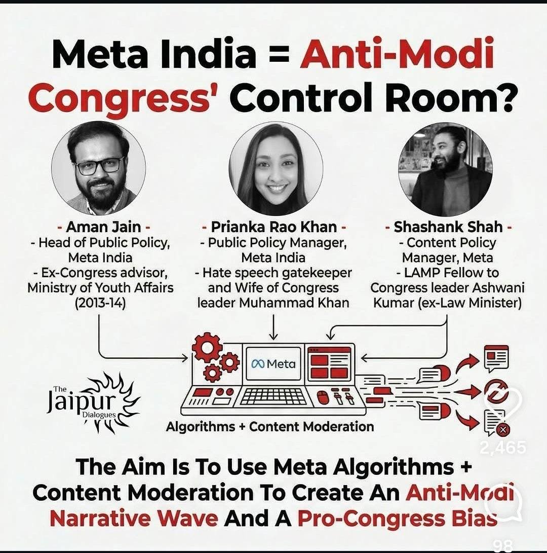 RightwaveBharat's tweet photo. ഇതാണ് മെറ്റ ഇന്ത്യയിലെ അവരുടെ ടീം
പ്രിയപ്പെട്ട @narendramodi ജി, I&amp;B, E&amp;IT വകുപ്പുകളിലെ മന്ത്രിമാരെ മാറ്റേണ്ട സമയമാണിത്. 
ഇന്ത്യയ്ക്ക് ഒരു മുഴുവൻ സമയ I&amp;B + E&amp;IT മന്ത്രിയെ ആവശ്യമുണ്ട്, അല്ലെങ്കിൽ സർക്കാർ ഇപ്പോഴെത്തെ പോലെ വീണ്ടും വിവരസാങ്കേതികയുദ്ധത്തിൽ പരാജയപ്പെടും. https://t.co/3hCreFepKu
