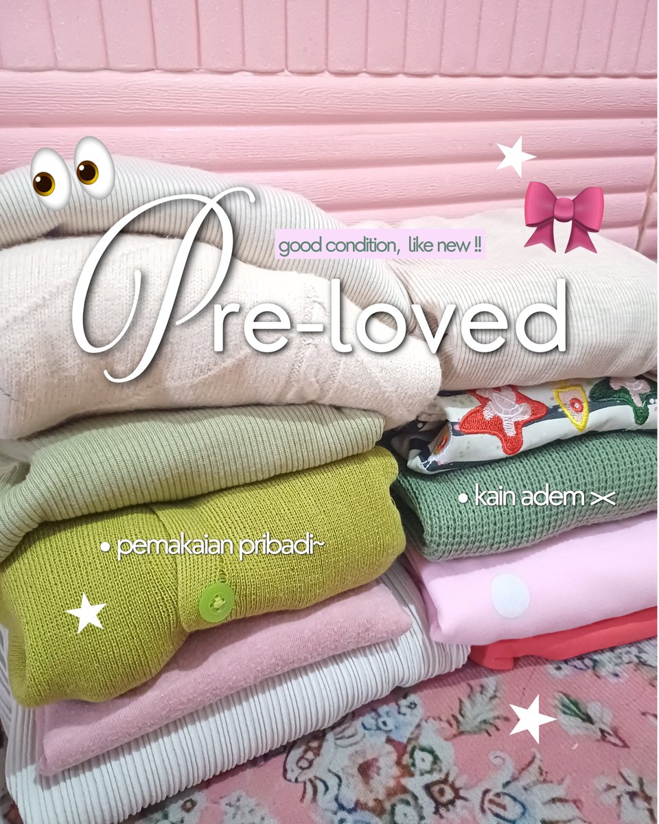 tuliypsss's tweet photo. Hai guys aku mau WTS Preloved baju good condition like new

Ada cardigan, sweater, kemeja, atasan
Semua bahan dipastikan premium dan adem krn ini pemakaian pribadi yaa🫶🏻
Tanya tanya boleh komen😉

📍Mjk
🍊 bisa co oyen 
#preloved #wts https://t.co/mBlhRVTaNh