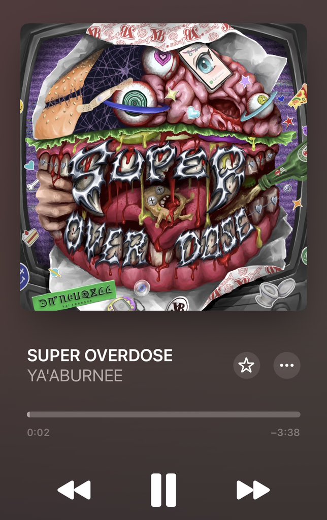 1a4a8f's tweet photo. YA'ABURNEE「SUPER OVERDOSE」

本当に死ぬんだろうなという体調の悪さでまともな感想を書けるような状態でもないのだけどこれだけは言わせて欲しい「最高！」。細胞活性化でまだ生きられそうな元気が貰える攻めと責めのセメントマッチ。脳の奥へと流れ込み脳をダメにする最良の音楽。声の殺傷力よ。 https://t.co/fNdBCT6BZW