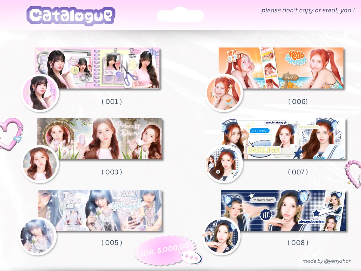 yerryzhan's tweet photo. bismillah, haloOw ! yang need layout aku ada baru yang amay gemayy nih 👀⭐️ price only https://t.co/Ln4LpVWEPq &amp; https://t.co/cVQhM9Ji3u / each nyaww !! 🍡 yuk di jemput …. 🛵💨 free ganti teks usn &amp; foto yaa ( mention after dm guiss 🖖🏻 ) 

#zonauangㅤ https://t.co/3B5NcTnswp