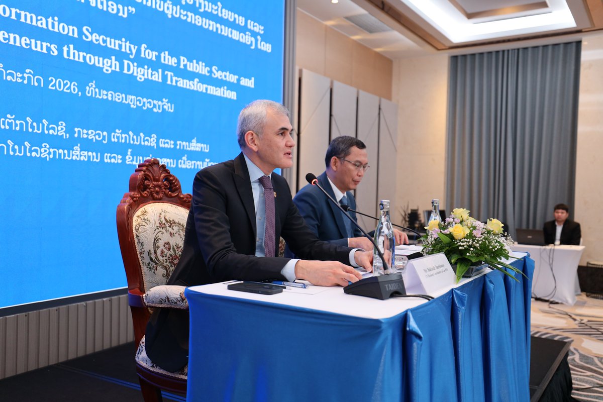 UNinLaoPDR's tweet photo. Strong #digital services require strong #cybersecurity. 

Today @UNinLaoPDR joined a public sector training organized by 🇱🇦 Min. of Tech &amp; Communications 🤝@UNESCAP's APCICT to strengthen knowledge on protecting data, systems &amp; public services. 
🔗Remarks: https://t.co/9zrlt9UuwU https://t.co/VqI81DsbTR