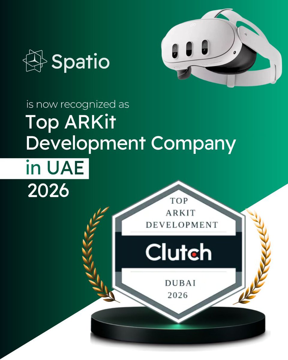 spatio_xr's tweet photo. Spatio has been recognized as a Top ARKit Development Company in UAE for 2026.
This reflects our work in AR, XR, enterprise training, and immersive digital workflows.
https://t.co/1cdTjywX96
#Spatio #ARKit https://t.co/wIkpFDdNr7