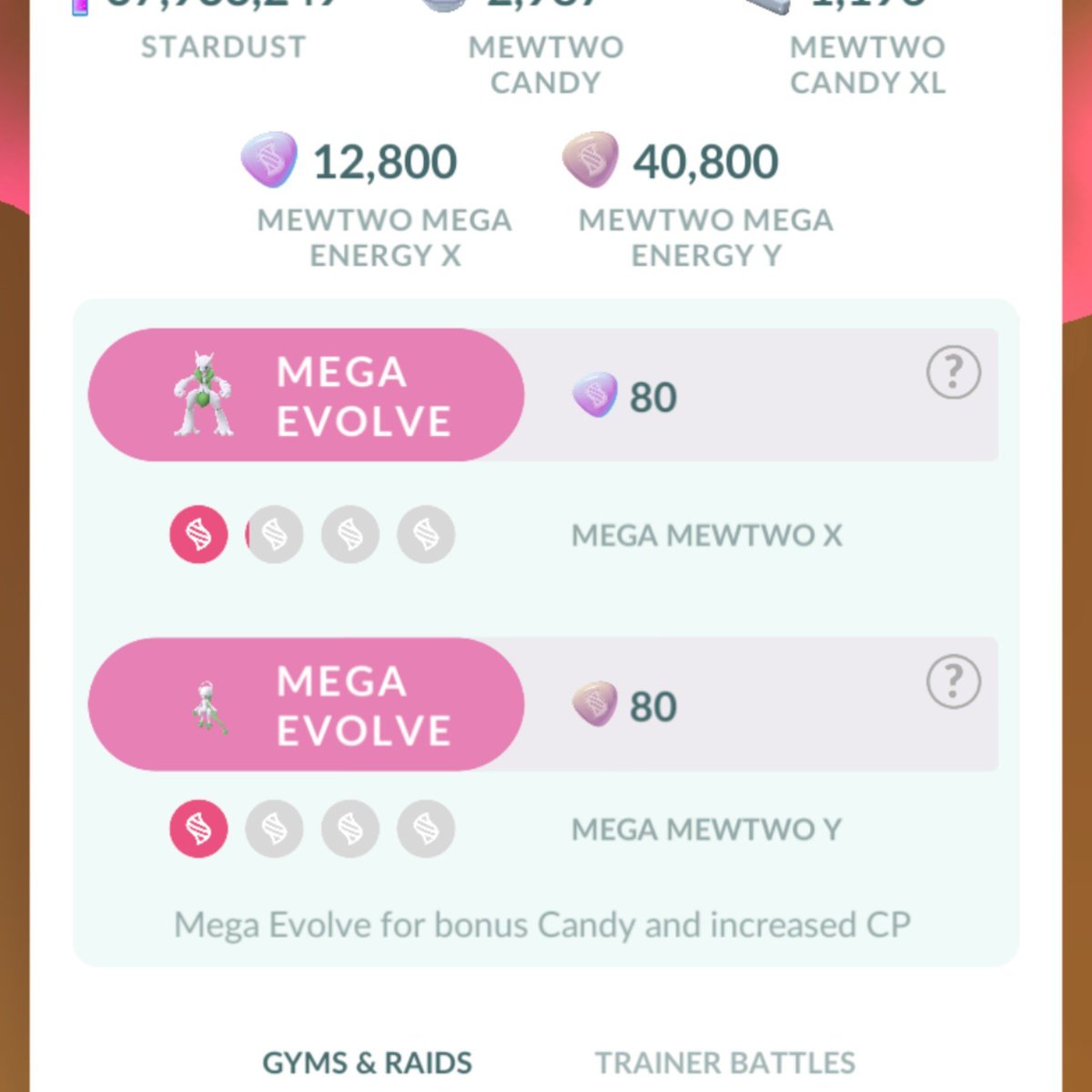 theverybest5000's tweet photo. Uhhh is the mega mechanism for Mewtwo glitched? Today showed a free evo for X and Y, but after I evolved X, BOTH now have an energy cost. That makes no sense if they're supposed to be calculated separately right??? X should have a cost now, but Y should still be free 🤨

@ScopelyExplore pls fix