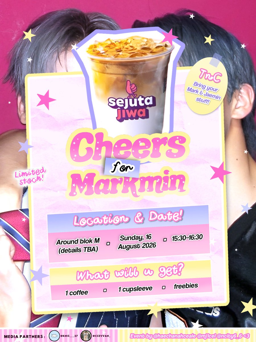 ncity6_6's tweet photo. 🔔 dingdong! ☕💚

a little corner to celebrate Mark🐯 &amp; Jaemin🐰 Month with us!

📍 Blok M Hub, Jakarta Selatan
🗓 16 August 2026
🕒 15.30–16.30 WIB
psstt... free Sejuta Jiwa drinks, cup sleeves &amp; freebies are waiting! ✨

see you there 💚 ! 
#MARKMINDAY #HAPPYBIRTHDAYMARKMIN https://t.co/lU0JE2axCo