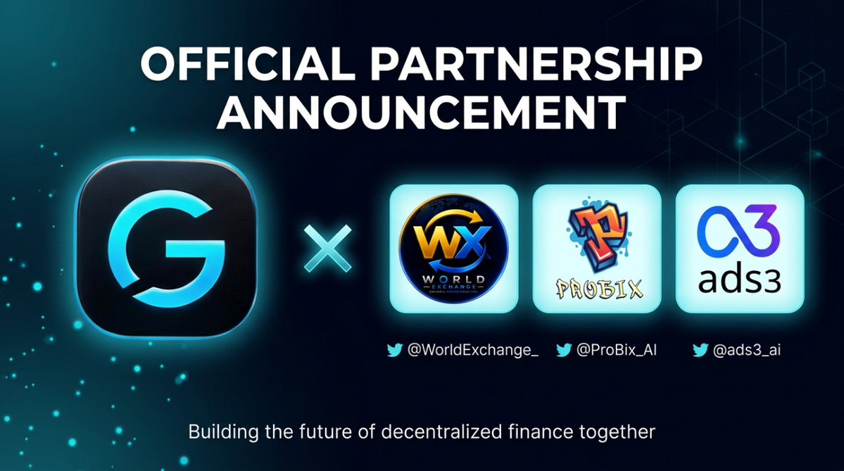 GXTExchange's tweet photo. GXT Exchange 🤝 Official Partnership Announcement

We're thrilled to announce our official partnership with @ProBix_AI, @ads3_ai, and @WorldExchange_! Together, we're pushing the boundaries of AI-powered trading, Web3 innovation, and global exchange solutions. The future of decentralized finance starts now.

#GXTExchange #ProBixAI #ADS3AI #WorldExchange #CryptoPartnership #Web3 #AI #Blockchain #CryptoNews #DeFi #CryptoCommunity #PartnershipAnnouncement #Innovation #DigitalFinance