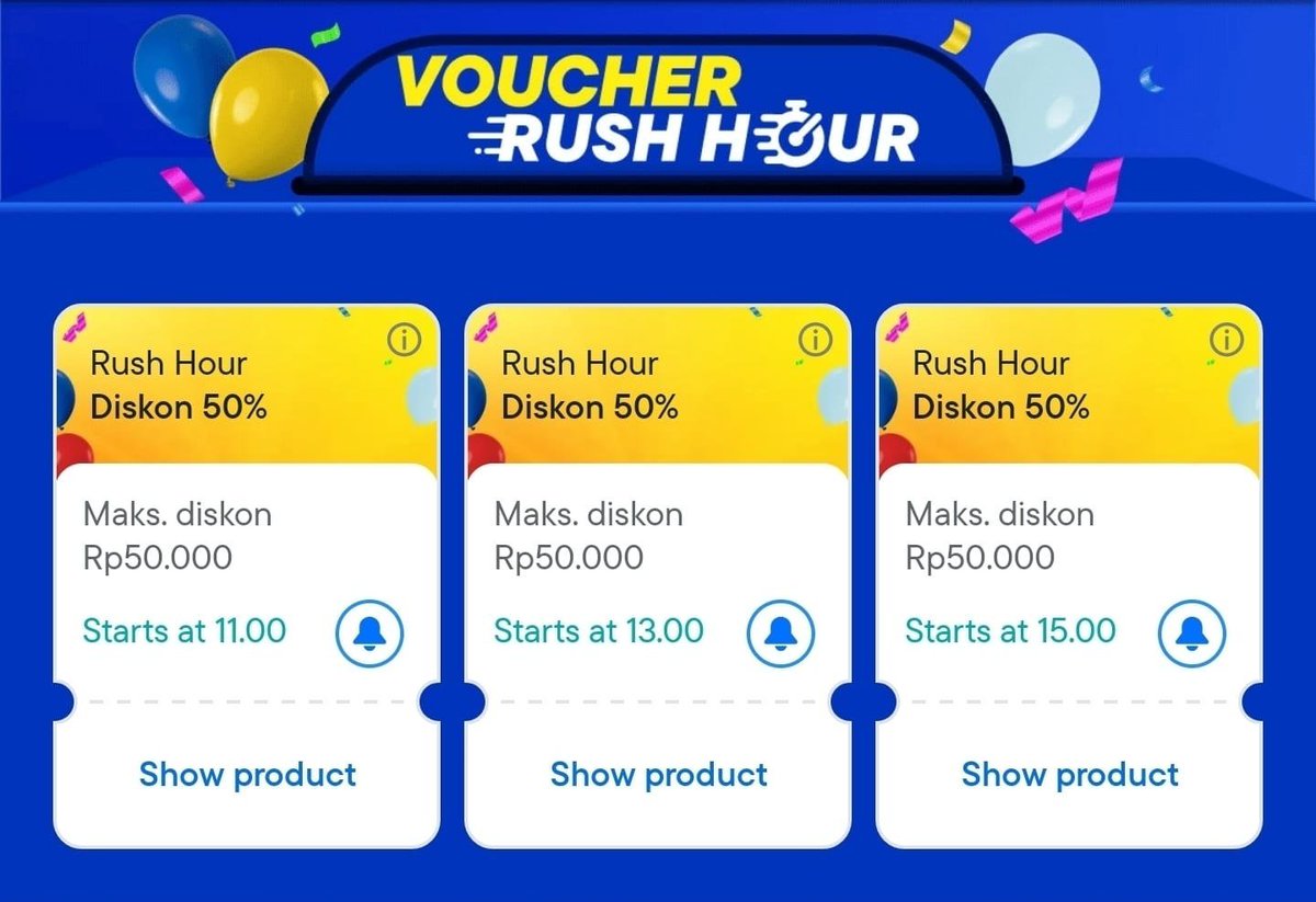 AkulahPara's tweet photo. [Sesi 68 dari 72]
Voucher Rush Hour Blibli 50%
🗓 28 Jul
⏰️ 13:00-13:45 (restock tiap 15 menit)

Diskon 50% s/d 50rb minbel 50rb
Kode: BDAYRH68

📌 Khusus produk bertanda "Salebration"

Halaman promo:
https://t.co/FJaL99g1sf

Rekomendasi:
Bliblimart (pilih sesuai domisili)
https://t.co/AndzQfyeXY

Wings
https://t.co/GWZu3MrVdL
Unilever
https://t.co/4zb02S4uPI
KAO
https://t.co/dNxFXu2v7F
Tempo
https://t.co/hmBOB1J32n

Merries
https://t.co/HTspXHeJPm
MamyPoko
https://t.co/gxbeZA1gAJ
Baby Happy
https://t.co/DMXHnB0eOP
