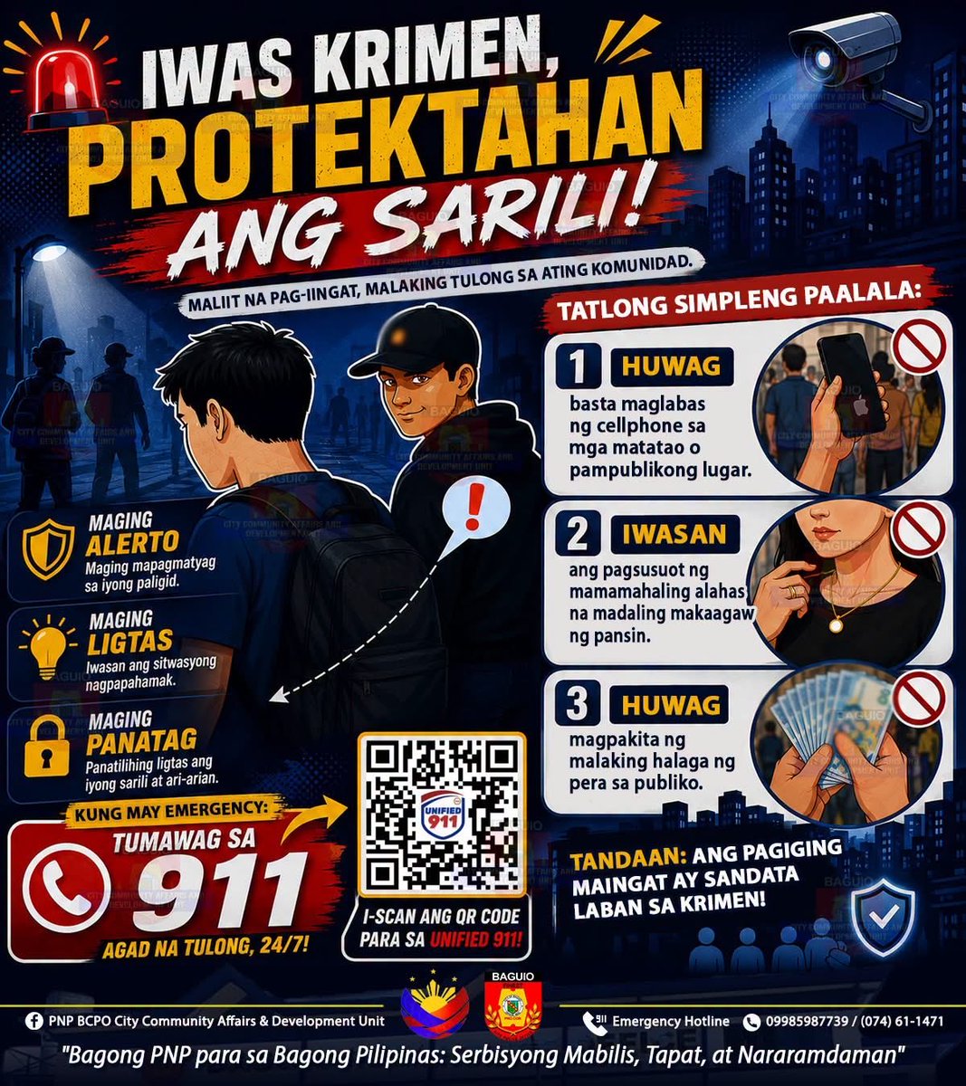 PNPBaguio's tweet photo. 𝗜𝘄𝗮𝘀 𝗡𝗮𝗸𝗮𝘄 𝗧𝗶𝗽𝘀

"𝘽𝙖𝙜𝙤𝙣𝙜 𝙋𝙉𝙋 𝙥𝙖𝙧𝙖 𝙨𝙖 𝘽𝙖𝙜𝙤𝙣𝙜 𝙋𝙞𝙡𝙞𝙥𝙞𝙣𝙖𝙨: 𝙎𝙚𝙧𝙗𝙞𝙨𝙮𝙤𝙣𝙜 𝙈𝙖𝙗𝙞𝙡𝙞𝙨, 𝙏𝙖𝙥𝙖𝙩, 𝙖𝙩 𝙉𝙖𝙧𝙖𝙧𝙖𝙢𝙙𝙖𝙢𝙖𝙣"

#procar https://t.co/shrZ6oBWew