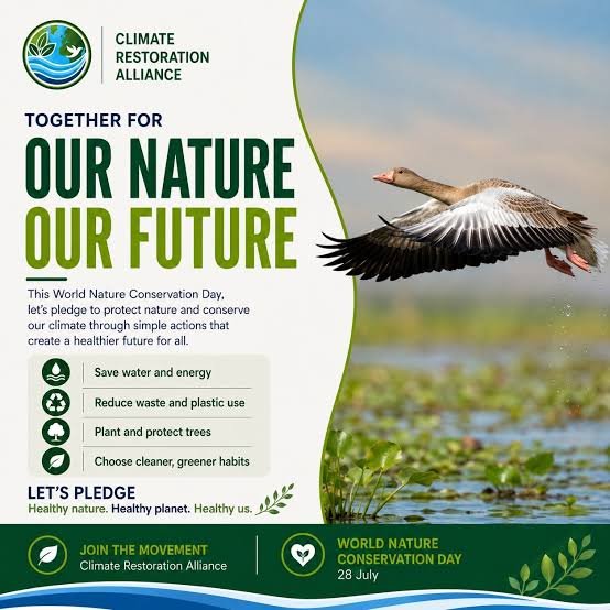 21stCentSpecial's tweet photo. World Nature Conservation Day - July 28 - 2026 - It highlights the need to preserve natural resources like water, air, soil, and wildlife to maintain a healthy environment. https://t.co/C5x7m5HMy0