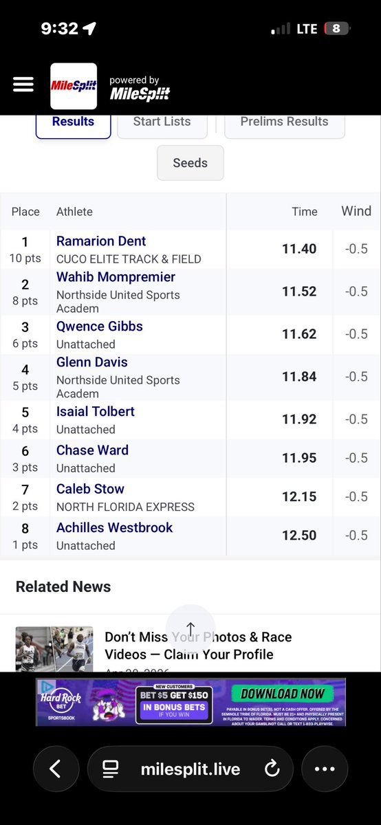IsaialJ7409's tweet photo. First summer meet. 100m dash 6/18/26
(prelims)- 11.84
(finals)-11.92
#track #summertrack #PR #HardWorkPaysOff https://t.co/SjbafZcZer