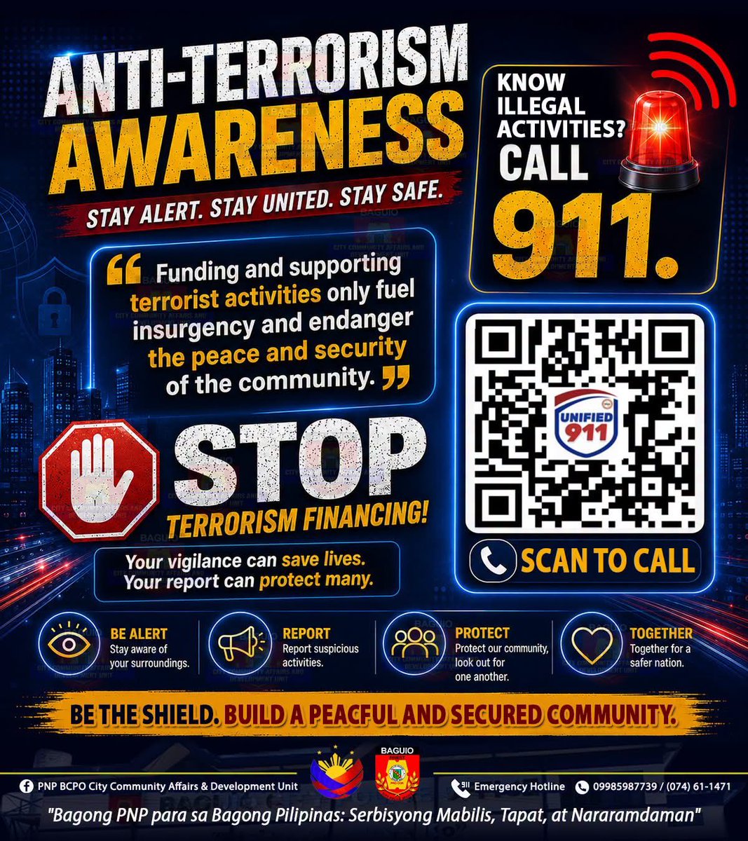 PNPBaguio's tweet photo. 🚨 𝗦𝗧𝗢𝗣 𝗧𝗘𝗥𝗥𝗢𝗥𝗜𝗦𝗠 𝗔𝗧 𝗜𝗧𝗦 𝗦𝗢𝗨𝗥𝗖𝗘!🚨
💰 𝖳𝖾𝗋𝗋𝗈𝗋𝗂𝗌𝗆 𝗇𝖾𝖾𝖽𝗌 𝗆𝗈𝗇𝖾𝗒 𝗍𝗈 𝗈𝗉𝖾𝗋𝖺𝗍𝖾. 𝖡𝗒 𝗉𝗋𝖾𝗏𝖾𝗇𝗍𝗂𝗇𝗀 𝗍𝗁𝖾 𝖿𝗅𝗈𝗐 𝗈𝖿 𝖿𝗎𝗇𝖽𝗌, 𝗐𝖾 𝗁𝖾𝗅𝗉 𝗉𝗋𝖾𝗏𝖾𝗇𝗍 𝗍𝖾𝗋𝗋𝗈𝗋𝗂𝗌𝗆.

#procar https://t.co/6p8I1lADjD