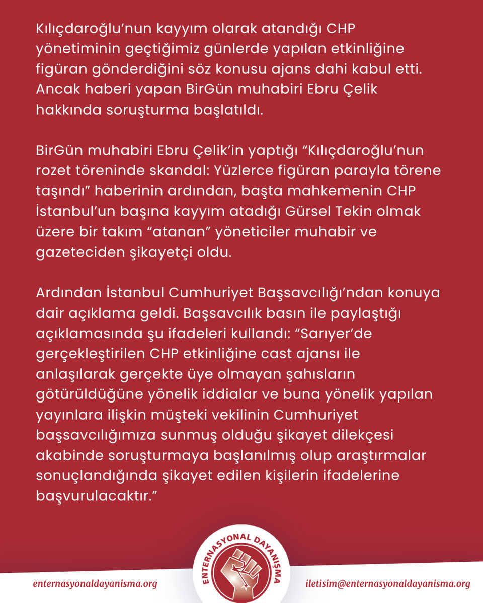 ent_dayanisma's tweet photo. 📍 Kayyım CHP’nin figüran fiyaskosu: Ebru Çelik yalnız değildir!

👉 Cast ajansı CHP Sarıyer etkinliğine figüran gönderdiğini doğruladı: Destek olmak amacıyla

▶️ Ayrıntılar: https://t.co/uv9paO34G5 https://t.co/CU9Pg7KNaq