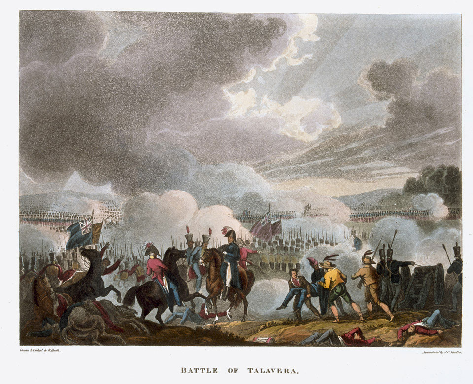 GR_GuardiaReal's tweet photo. 28 de julio de 1809. Sobre los campos de Talavera, el sol desapareció tras una cortina de pólvora, polvo y humo. Entre el estruendo de la artillería y el avance de las columnas francesas combatían hombres vinculados a las Reales Guardias y al Cuerpo de Guardias de Corps.

Los patios de Palacio quedaban muy lejos.

Aquellos militares, formados para servir junto al rey y custodiar la solemnidad de la Corte, ocuparon posiciones bajo el fuego, soportaron la fatiga de la marcha y ayudaron a contener la dispersión cuando la batalla amenazaba con devorarlo todo.